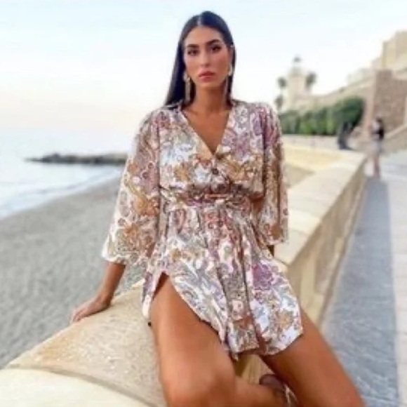 Zara Paisley Print Tunic Dress Flowy XS - Picture 3 of 9